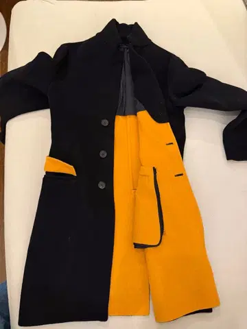 질 샌더 네이비 체스터 코트