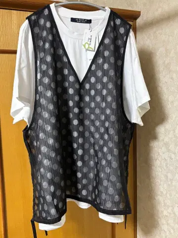 도트 무늬 메쉬 오버 사이즈 상의