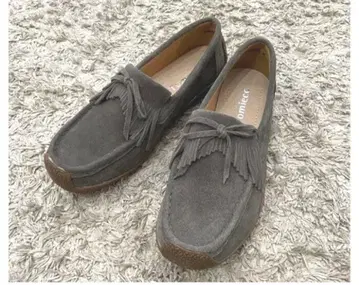tomieco 천연 가죽 벨로아 모카신 신발 23.5cm 그레이
