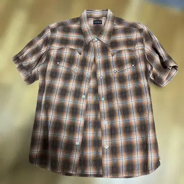 THE FLAT HEAD 체크 무늬 반팔 셔츠 38