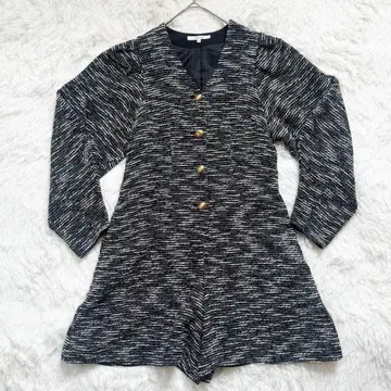 카듀네 CADUNE 트위드 올인원 골드 버튼 노카라