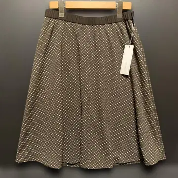 새상품 Aylesbury 플레어 스커트 다크 브라운 도트 무늬