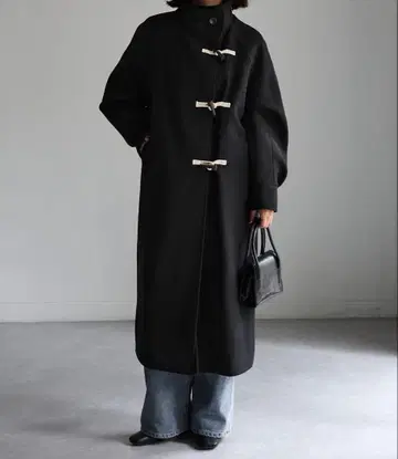 블랙 더플 코트 롱 기장