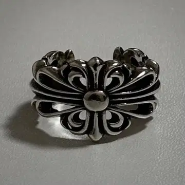 925 각인 크롬풍 더블 플로럴 크로스링 실버 키퍼 Y2K