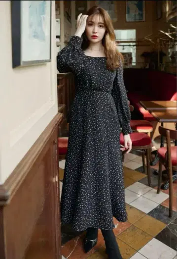 herlipto 슬릿 슬리브 플로럴 프린트 드레스