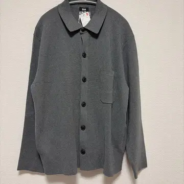 유니클로 밀라노 리브 셔츠 가디건 L 그레이