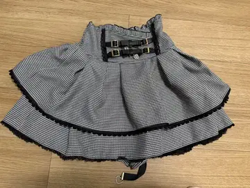 LIZLISA 2단 리본 벨트 치마바지 그레이 체크 스커트