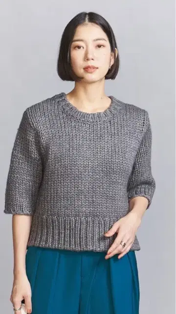 택 포함 새상품 BEAUTY&YOUTH 벌키 니트 풀오버 그레이