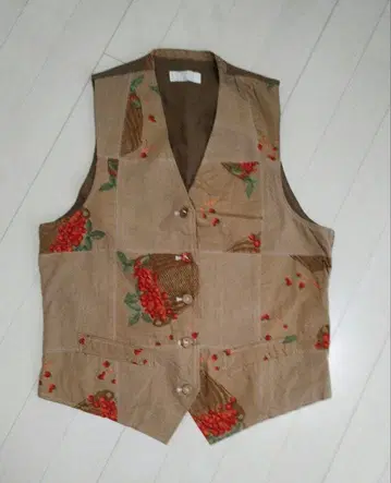 새상품급 핑크하우스 PINK HOUSE 패치워크 베스트 나무 열매