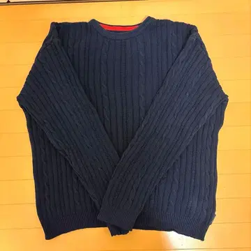 90s CHAPS 케이블 니트 네이비 (M)