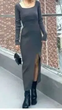 EMODA 리브 슬릿 롱 원피스