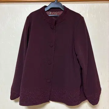 버건디 노카라 자켓