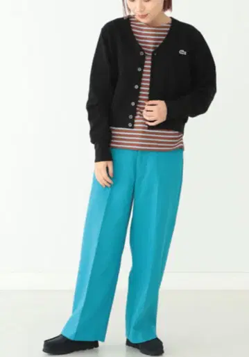 택 포함 LACOSTE x BEAMS BOY 숏 가디건