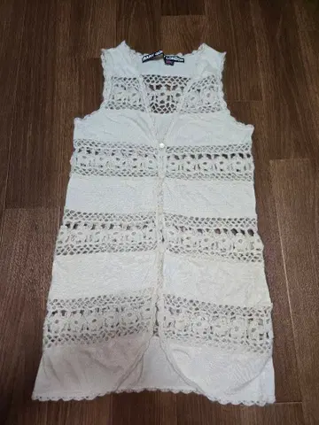 MARY QUANT 니트 레이스 가디건 화이트