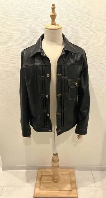 블랙 가죽 싱글 라이더 자켓