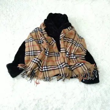 체크 스톨 프린지 카멜