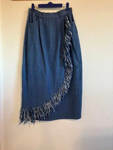 [ 빈티지 ] 데님 프린지 롱 스커트