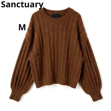 Sanctuary 생츄어리 리브 편 니트 스웨터 [ M ] 브라운 루즈핏