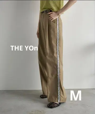 THE YOn 글리터 프린지 사이드 라인 슬랙스 탄 M