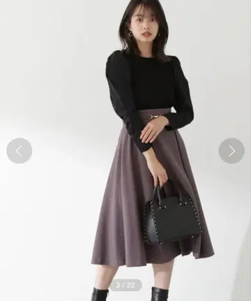 울리쉬 하운드투스 체크 비트 벨트 플레어 스커트