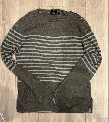 BOSS 브라운/그레이 보더 스웨터 S