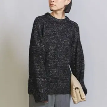 BEAUTY&YOUTH 모헤어 블렌드 라메 니트 풀오버 블랙