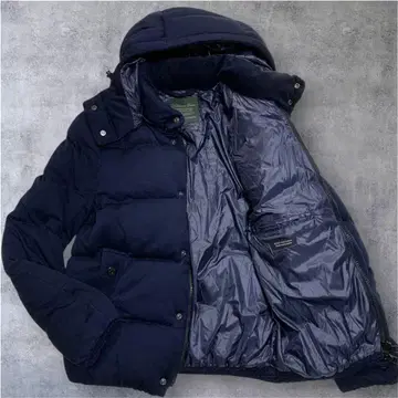 나노 유니버스 x 니시카와 다운 울 혼방 후드 다운 자켓 네이비 M
