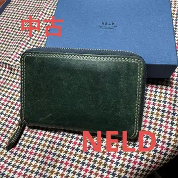 중고 NELD 넬드 2단 접이식 지갑 푸에블로 가죽 페트롤리오 블루
