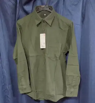 유니클로 긴팔 셔츠 남성용 XS 카키 미사용