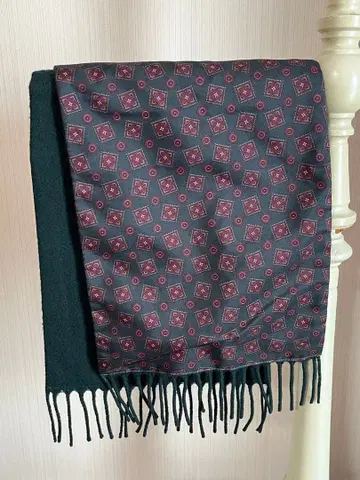 [ 영국제 빈티지 ] Sammy 다크 그린 기하학 패턴 스톨