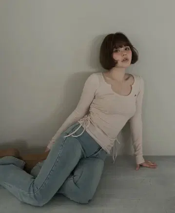 Andmary Lala shirring ribbon tops pink