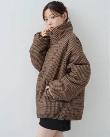 [ 미사용 새상품 ] kastane 체크 충전솜 리버서블 아우터 M