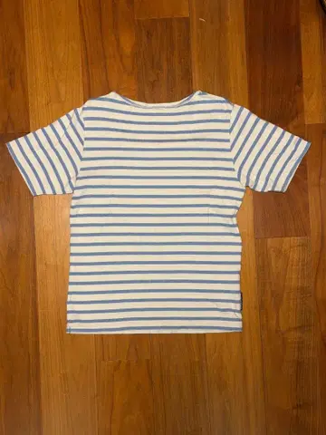 루프 휠러 보트넥 T셔츠 화이트 x 스카이블루 M