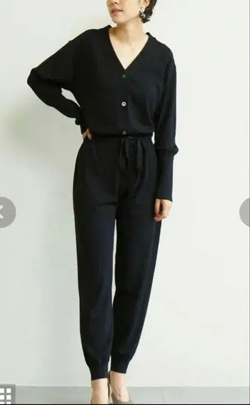 개럴개런트 니트 올인원 허리 리본 포함 블랙