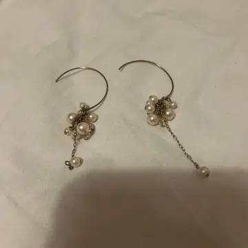 펄 체인 후프 귀걸이