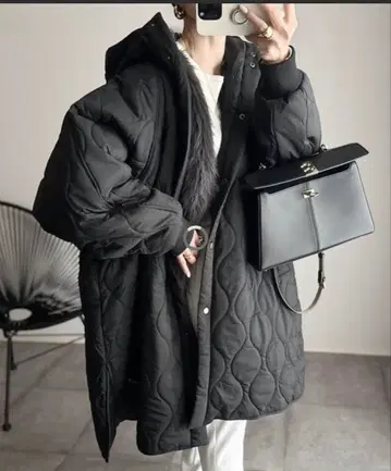 앤도미 andme 퀼팅 롱 코트 블랙