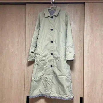 베이지 롱 코트 허리 리본 포함