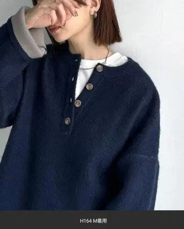 클래식 엘프 더블 페이스 소재 크루넥 배색 니트 풀오버 M