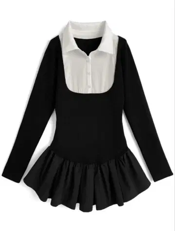 grl [ ru1204 ] 셔츠 도킹 플레어 니트 미니 원피스 블랙