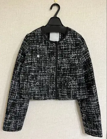 트위드 노카라 자켓