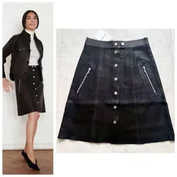 정가 15만 매디슨 블루 가죽 스커트