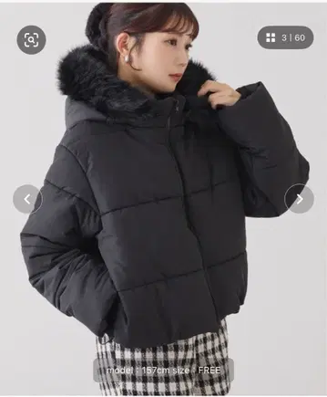 NICE CLAUP 후드 부착 숏 페이크 다운 자켓