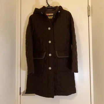 울 퀼팅 충전솜 후디드 코트