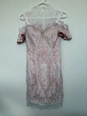 핑크 레이스 오프숄더 드레스 S 사이즈