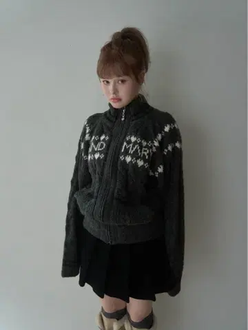 택 포함 새상품 andmary Mary knit cowichan gray