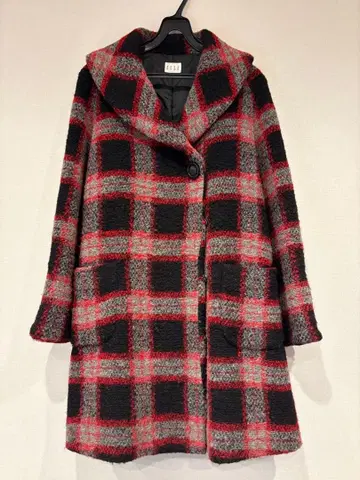 ELLE 체크 무늬 롱 코트