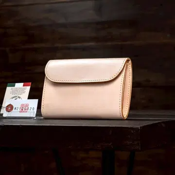 미염색 천연 가죽 3단 폴더형 내추럴 지갑 남성용 여성용 접이식 지갑