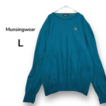 먼싱웨어 V넥 니트 스웨터 L 골프웨어 그린 남성용