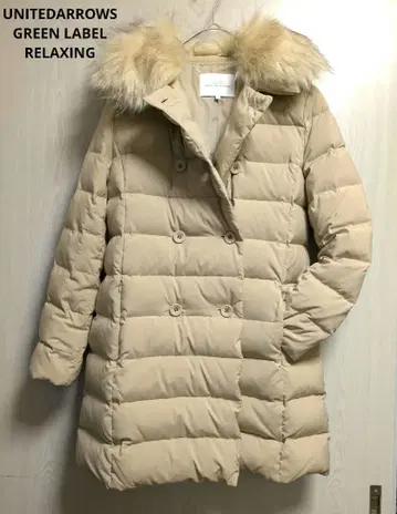 컨디션 최상 유나이티드 애로우즈 2way 퍼 다운 코트 M 38 베이지