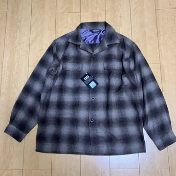 미사용 TOWNCRAFT 브라운 계열 울 보드 셔츠